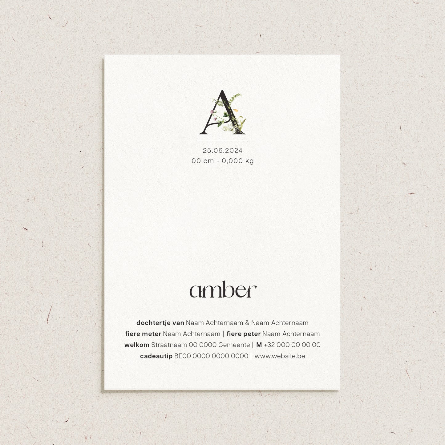 Geboortekaartje 'Amber'